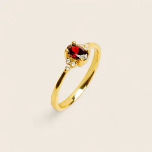RUBY – Ring mit weinrotem Zirkonia, aus 925 Silber 18K vergoldet