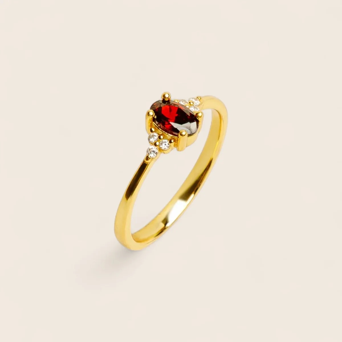 RUBY – Ring mit weinrotem Zirkonia, aus 925 Silber 18K vergoldet