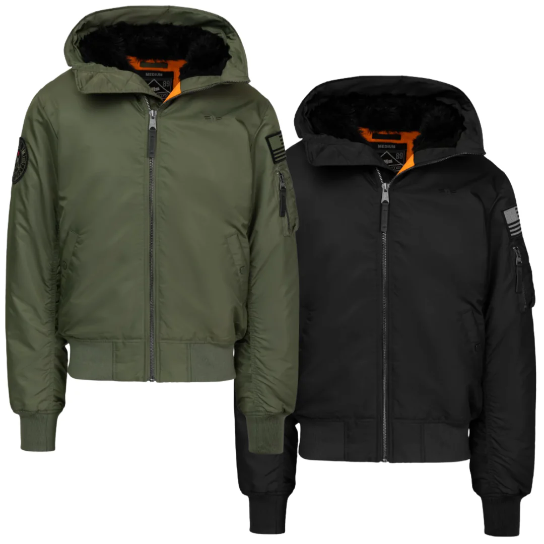 Pitbull Herren Bomberjacke „Encino“ – Winterjacke mit Kapuze in Olive oder Schwarz