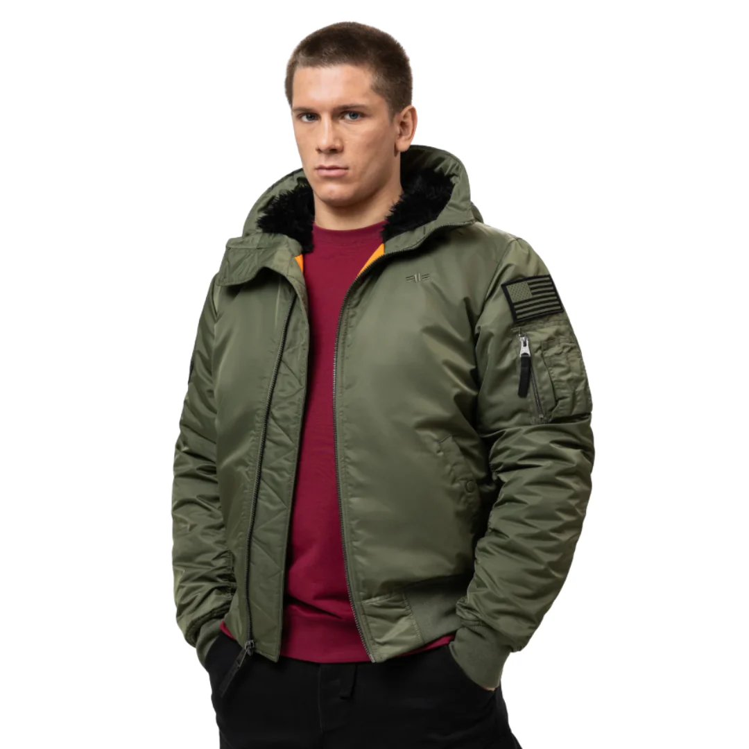 Pitbull Herren Bomberjacke „Encino“ – Winterjacke mit Kapuze in Olive oder Schwarz – Bild 4