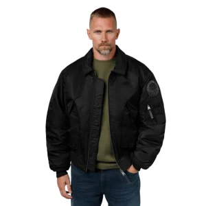 PITBULL Herren Bomberjacke CWU Regular Übergangsjacke in Schwarz