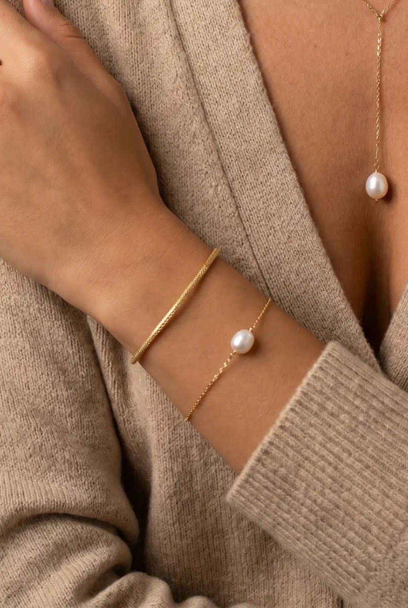 Diamond-Cut Popcorn Armband aus 925 Silber vergoldet – Bild 3
