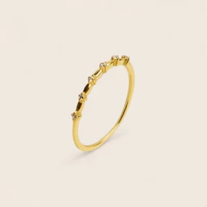 ENDLESS MINIMALIST – Layering Ring mit 6 Zirkonias, aus 925 Silber 18K vergoldet