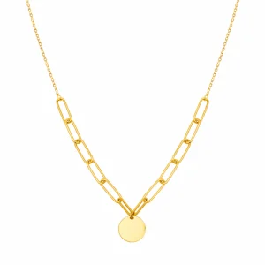 Gliederhalskette mit Plättchen-anhänger - Sterling Silber