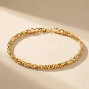 Diamond-Cut Popcorn Armband aus 925 Silber vergoldet