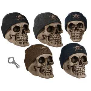 Spardose Totenkopf mit Fischermütze ca. 14 x 14 cm aus Polyresin